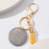 Wooden Keychain Modern Art Letter Tassel Car Key Case Pendant