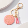 Wooden Keychain Modern Art Letter Tassel Car Key Case Pendant