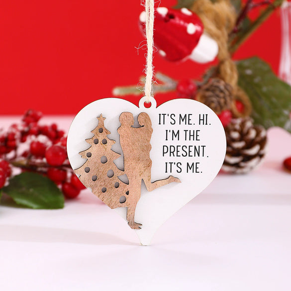Wooden Printed Love Hanging Ornament Pendant Christmas Decoration For Couples And Good Friends