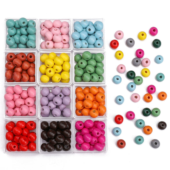Wooden Round Beads Retro Style Spray Painted Handmade Diy Jewelry Accessories For Bracelet And Mobile Phone Chain