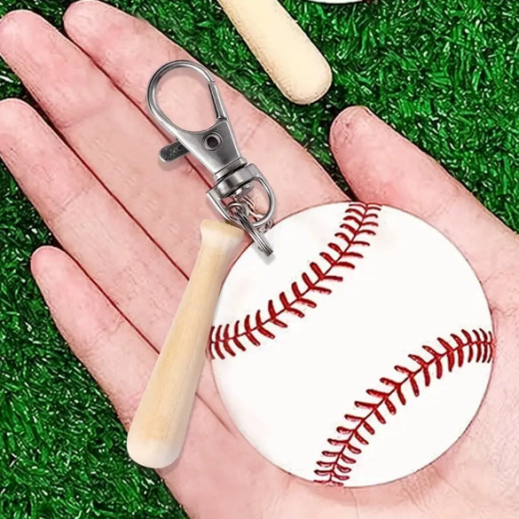 Wooden Simulation Baseball Stick Pendant Jewelry Keychain Material