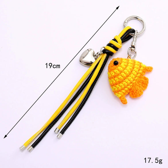 Wool Crocheted Little Fish Mobile Phone Pendant And Bag Decoration Hanging Chain Purely Handmade Jewelry With Marine Life Pattern