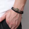 Woven Beaded Alloy Leather Bracelet With Geometric Pattern For Men And Women Electroplated Design