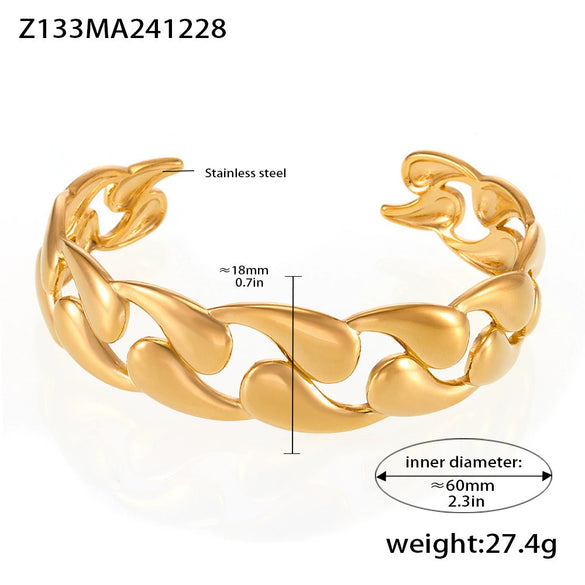 Woven Bracelet 316L Stainless Steel Geometric 18K Gold Plated