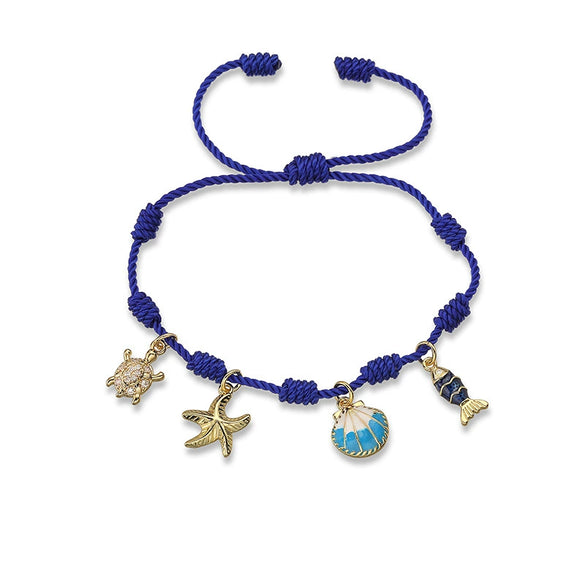 Woven Bracelets Cord Material Shells Turtles Crabs Love Geometric Electroplating Style Women's