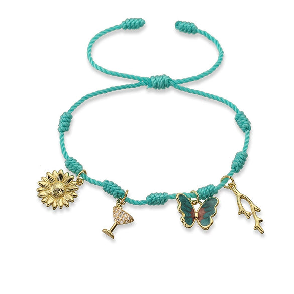 Woven Bracelets Cord Material Shells Turtles Crabs Love Geometric Electroplating Style Women's