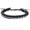 Woven Cowhide And Stainless Steel Bracelet With Geometric Pattern Unisex Fashion Style