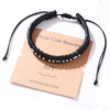 Woven Cowhide And Stainless Steel Bracelet With Geometric Pattern Unisex Fashion Style