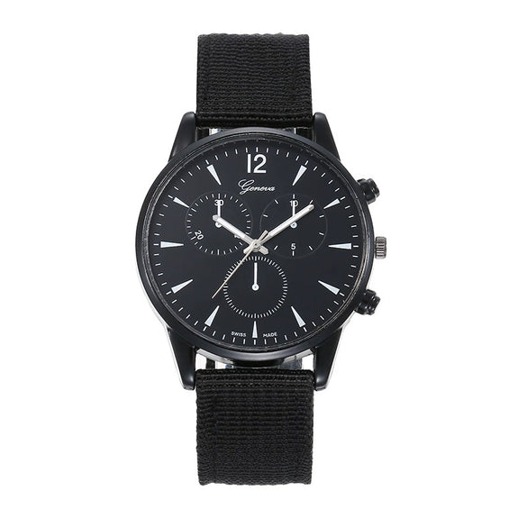 Woven Quartz And Digital Sports Watch For Men And Boys Nylon And Canvas Strap Alloy Case Round Dial