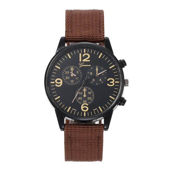 Woven Quartz And Digital Sports Watch For Men And Boys Nylon And Canvas Strap Alloy Case Round Dial
