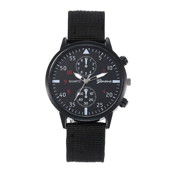 Woven Quartz And Digital Sports Watch For Men And Boys Nylon And Canvas Strap Alloy Case Round Dial
