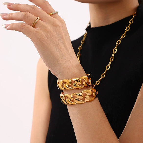 Woven Stainless Steel Electroplated Geometric Water Drop Open Bracelet For Couples