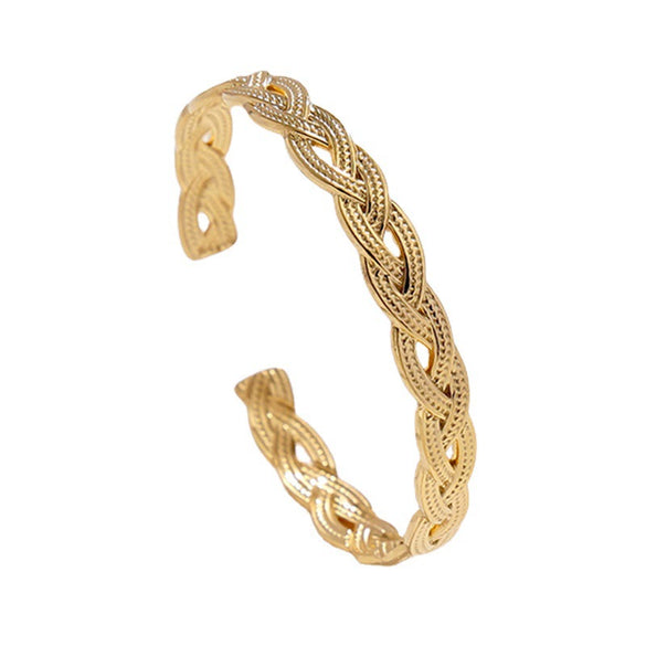 Woven Titanium Steel And Stainless Steel Open Bracelet For Women With Electroplating Treatment Joker Inspired Jewelry Wholesale