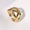 Woven Winding Cross Stainless Steel Ring With Electroplating Geometric Design Simple Cold Style Open Ring For Women