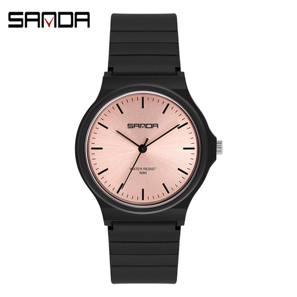 Wrist Watch Tpu Strap Abs Case Acrylic Mirror Round Dial For Female High School Students Leisure Style