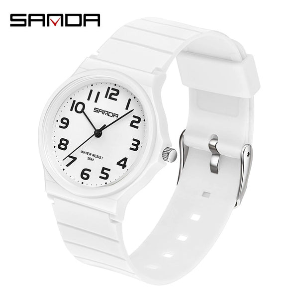 Wrist Watch Tpu Strap Abs Case Acrylic Mirror Round Dial For Female High School Students Leisure Style