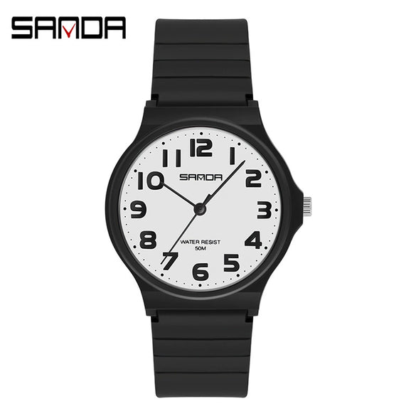 Wrist Watch Tpu Strap Abs Case Acrylic Mirror Round Dial For Female High School Students Leisure Style