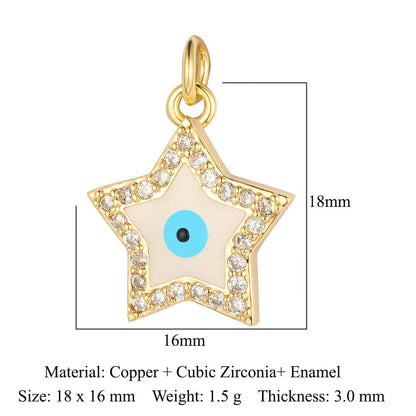 1 Piece Copper Zircon 18K Gold Plated Sun Star Eye