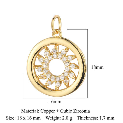 1 Piece Copper Zircon 18K Gold Plated Sun Star Eye