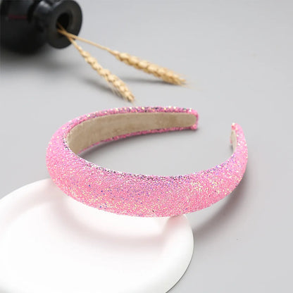 Xinqi European And American Onion Powder Headband Creative Sponge Women'S Wide-Edged Headband 3cm Glitter Color Hair Pressing Hairpin Supply