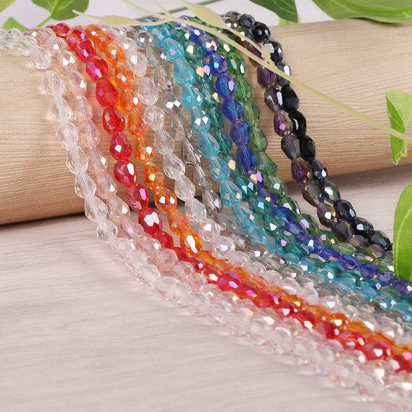 4X6mm Straight Hole Cut Glass Drop Beads Diy Jewelry Beading Accessories Loose Beads Wholesale