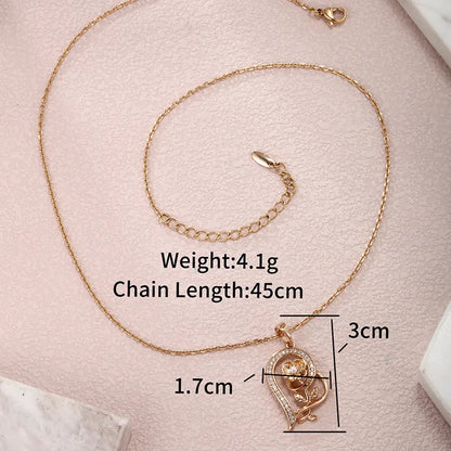 XUPING Romantic Heart Shape Rose Copper Alloy Artificial Gemstones 18K Gold Plated White Gold Plated Valentine'S Day Mother'S Day Women'S Pendant Necklace