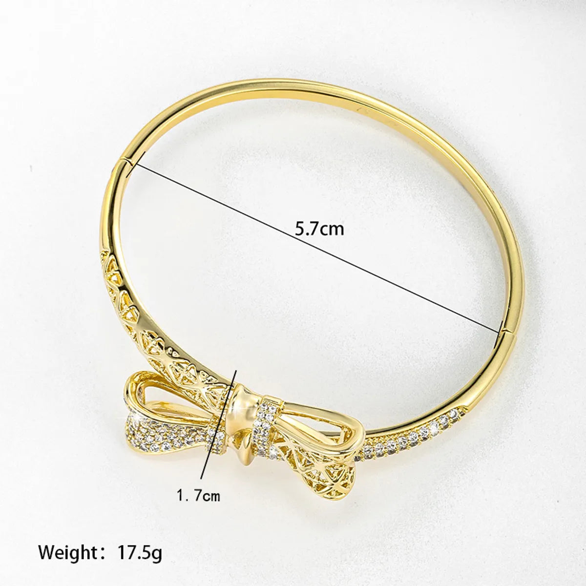 Xuping Shiny Bow Knot Alloy Plating Inlay Artificial Gemstones 14k Gold Plated Women'S Bangle