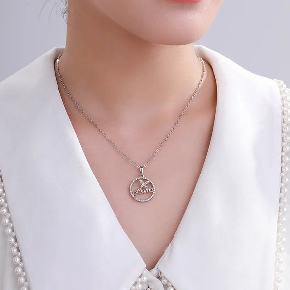 XUPING Simple Style Shiny Pentagram Round Copper Alloy Artificial Gemstones White Gold Plated Mother'S Day Women'S Pendant Necklace