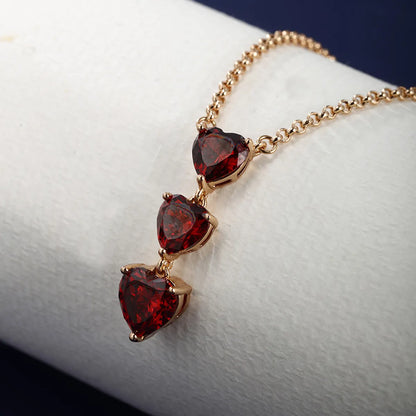 XUPING Sweet Heart Shape Copper Alloy Artificial Gemstones 18K Gold Plated Women's Pendant Necklace