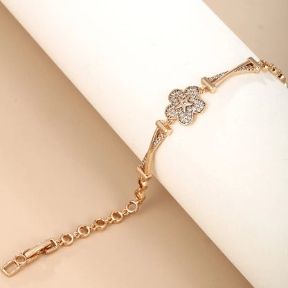 Xuping Sweet Simple Style Flower 18k Gold Plated Artificial Diamond Alloy Wholesale Bracelets