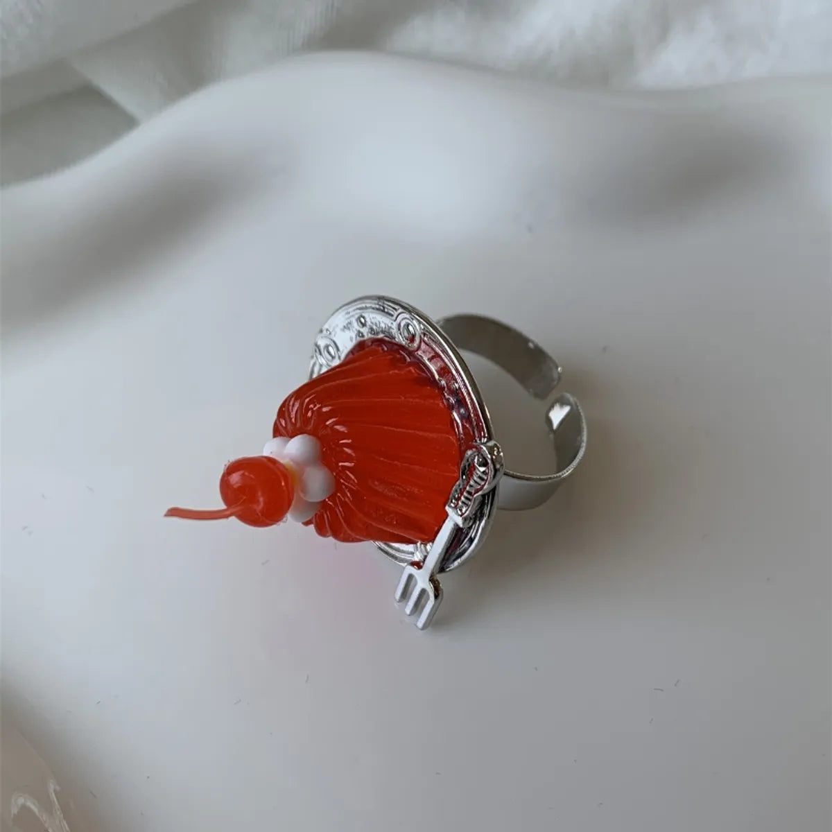 Y2k Cute Funny Cherry Silver Plated Arylic Alloy Wholesale Rings