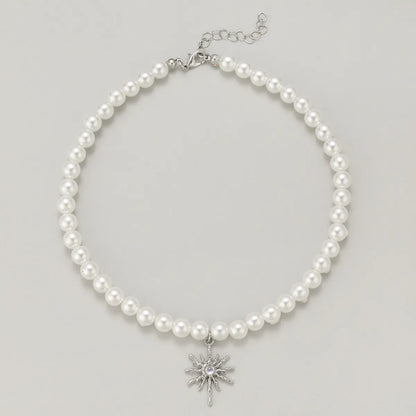 Y2K Elegant Heart Shape Flower Butterfly Artificial Pearl Alloy Wholesale Pendant Necklace