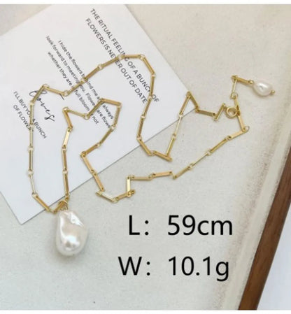 Y2K Nordic Style Exaggerated Irregular Freshwater Pearl Copper 18K Gold Plated Pendant Necklace In Bulk