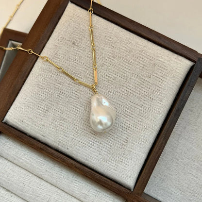 Y2K Nordic Style Exaggerated Irregular Freshwater Pearl Copper 18K Gold Plated Pendant Necklace In Bulk