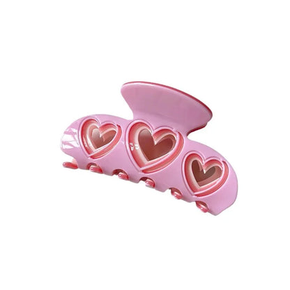 Y2k Sweet Heart Shape Acetic Acid Sheets Hollow Out Hair Claws