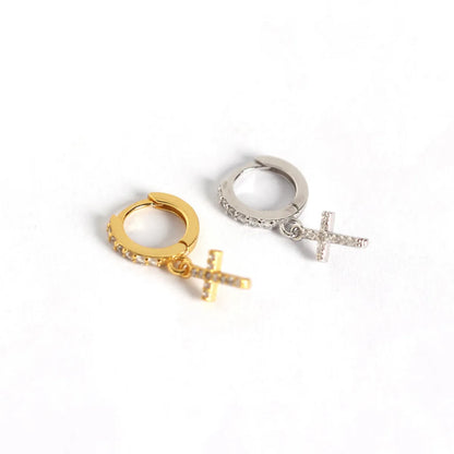 Fashion Cross Diamond Gem Earrings