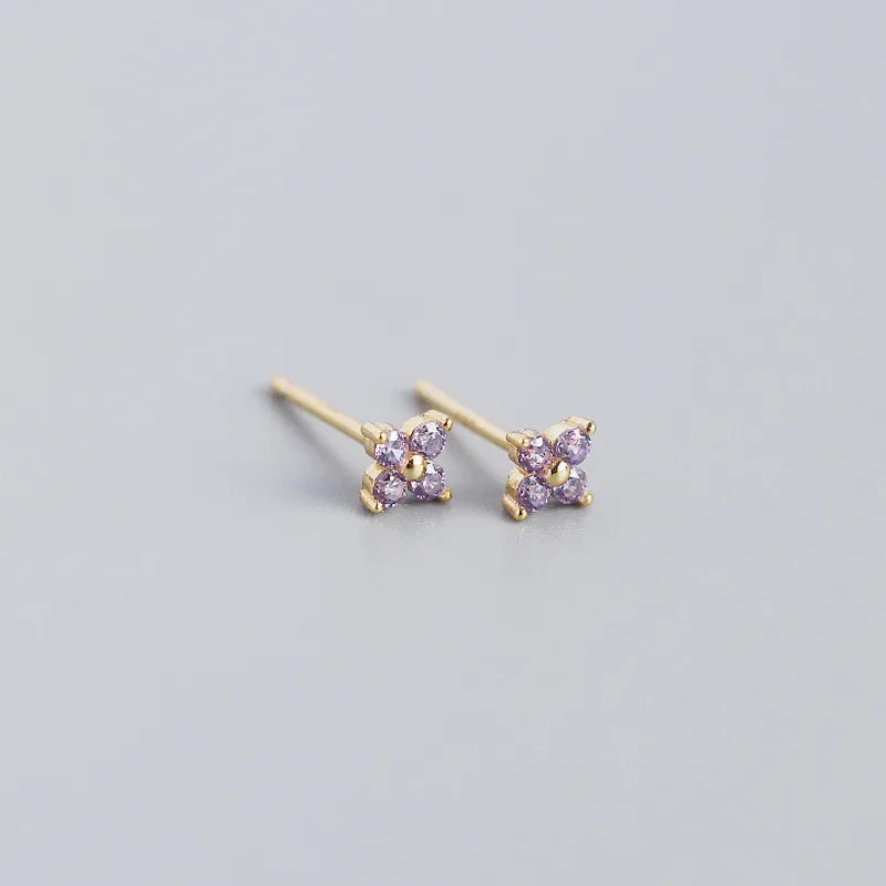 Fashion Flower Plating Gem Earrings Ear Studs