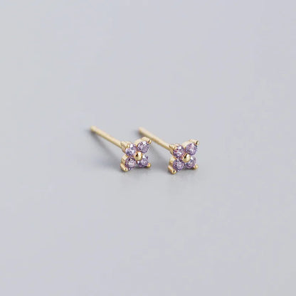 Fashion Flower Plating Gem Earrings Ear Studs