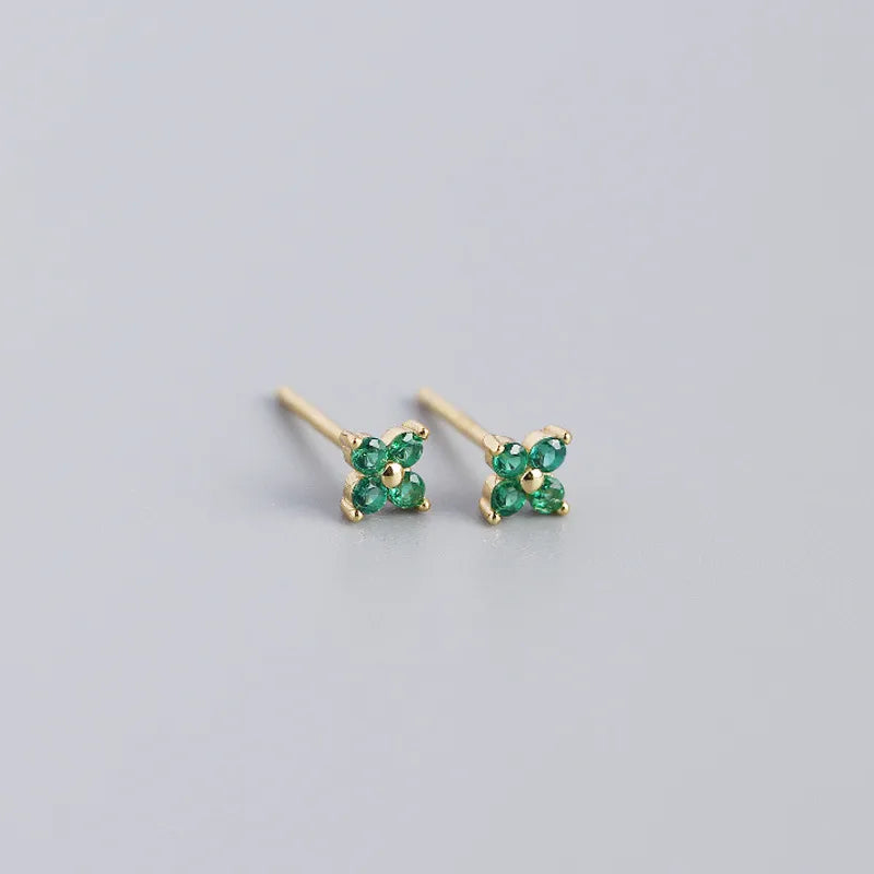 Fashion Flower Plating Gem Earrings Ear Studs