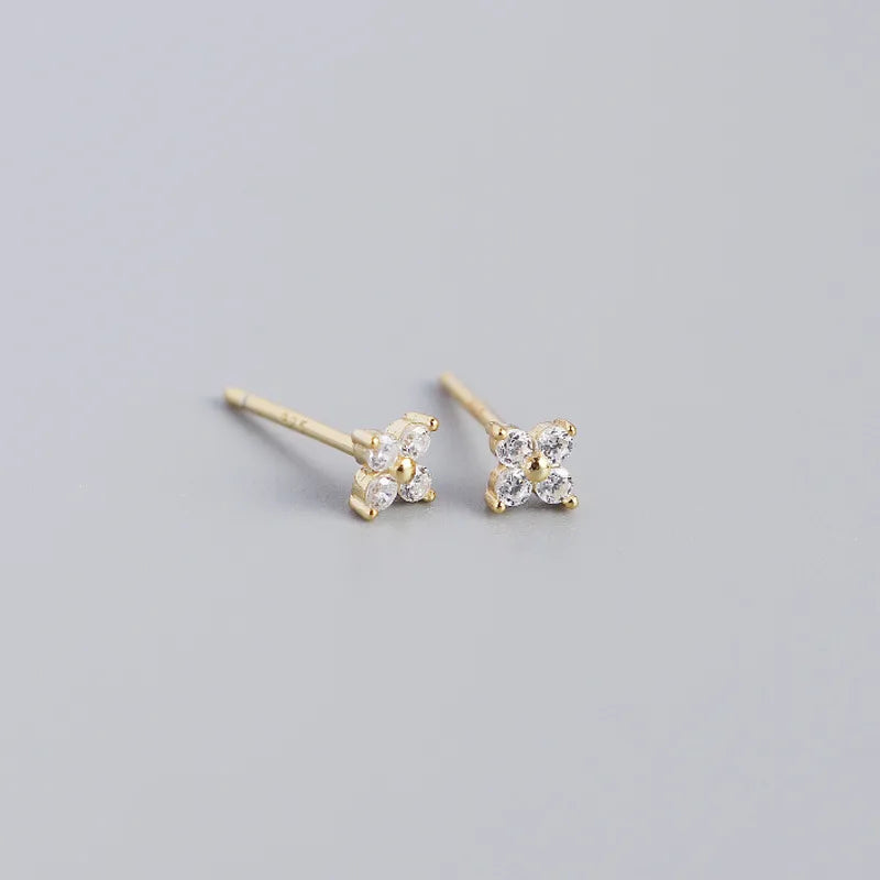 Fashion Flower Plating Gem Earrings Ear Studs