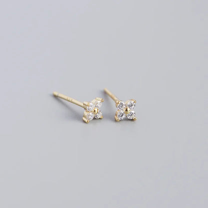 Fashion Flower Plating Gem Earrings Ear Studs