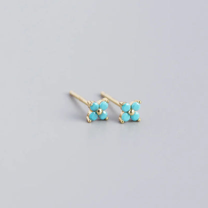 Fashion Flower Plating Gem Earrings Ear Studs