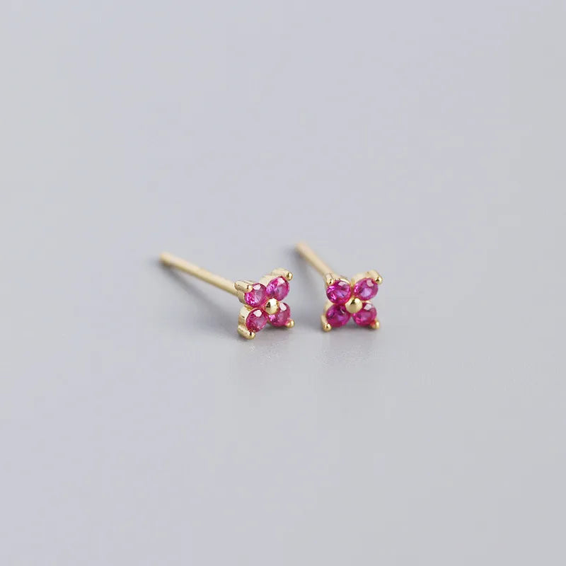 Fashion Flower Plating Gem Earrings Ear Studs