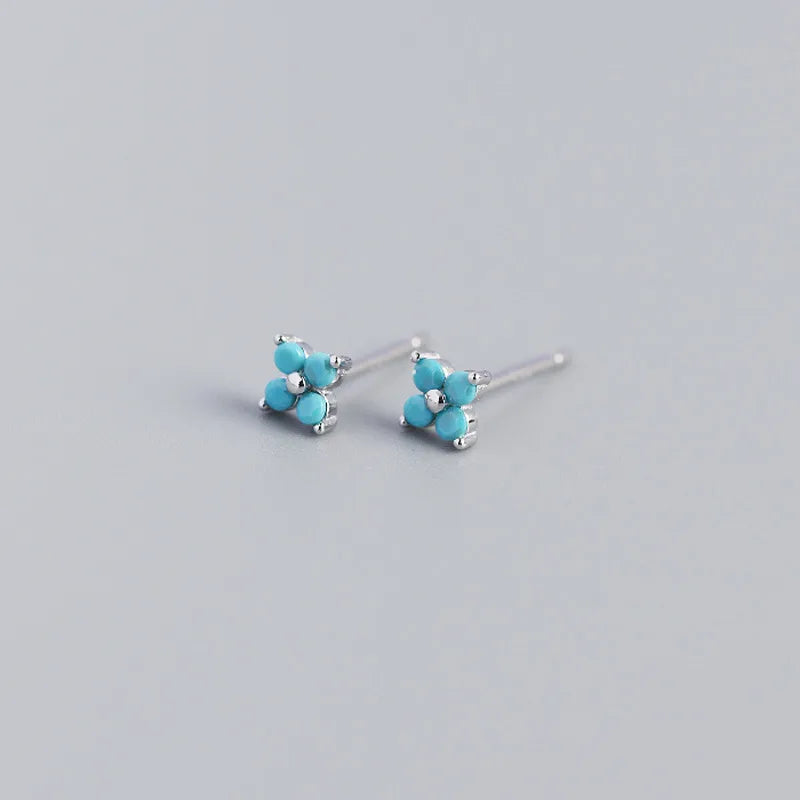 Fashion Flower Plating Gem Earrings Ear Studs