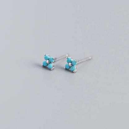 Fashion Flower Plating Gem Earrings Ear Studs