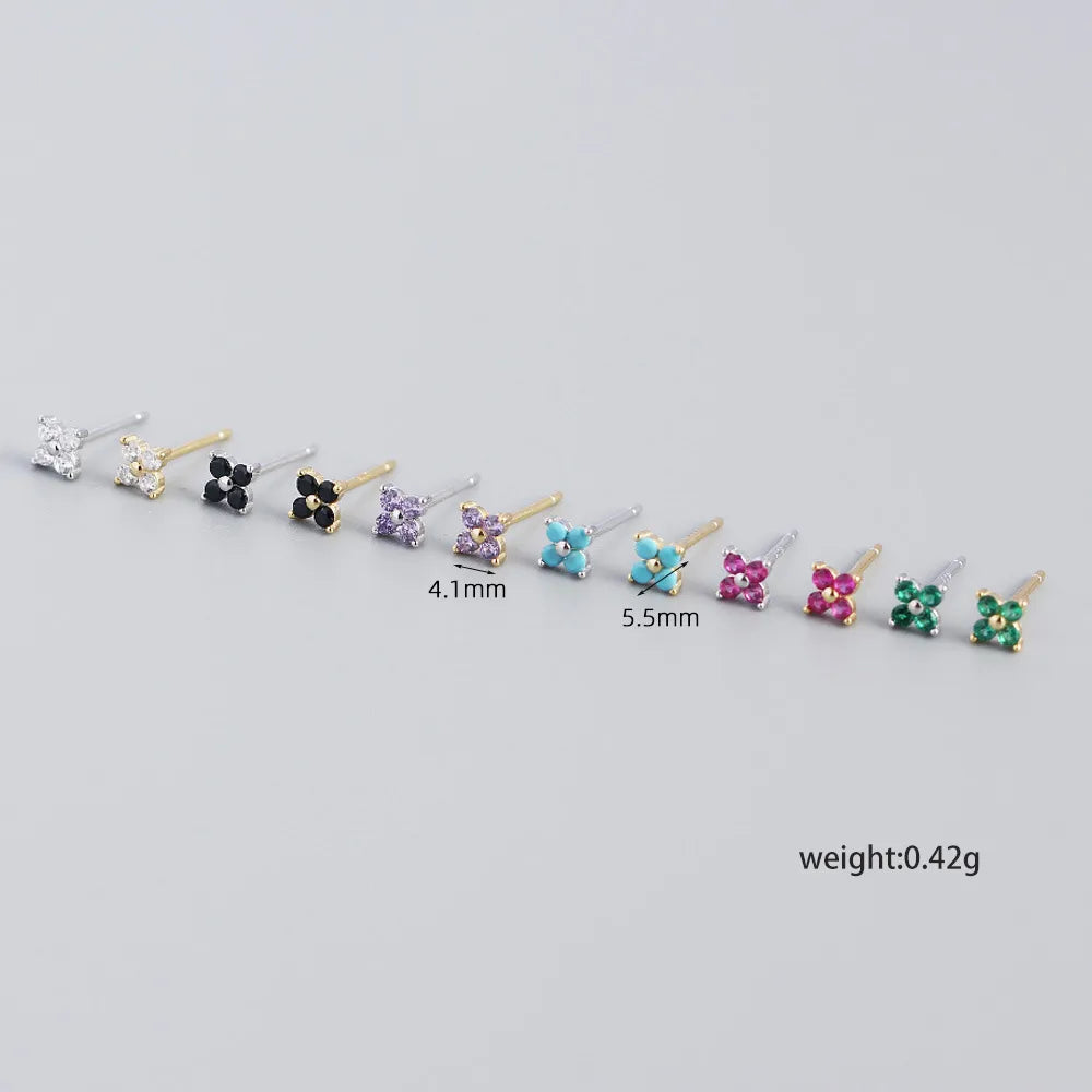 Fashion Flower Plating Gem Earrings Ear Studs