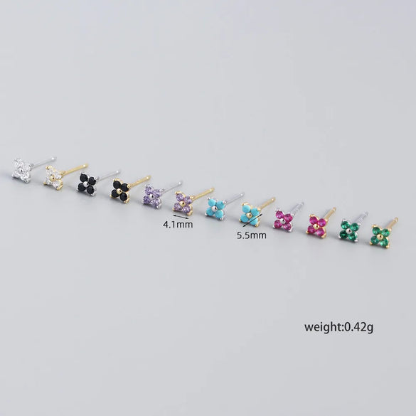 Fashion Flower Plating Gem Earrings Ear Studs