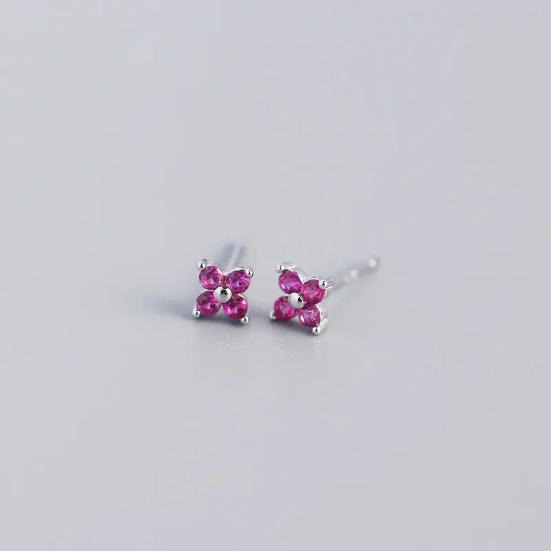 Fashion Flower Plating Gem Earrings Ear Studs