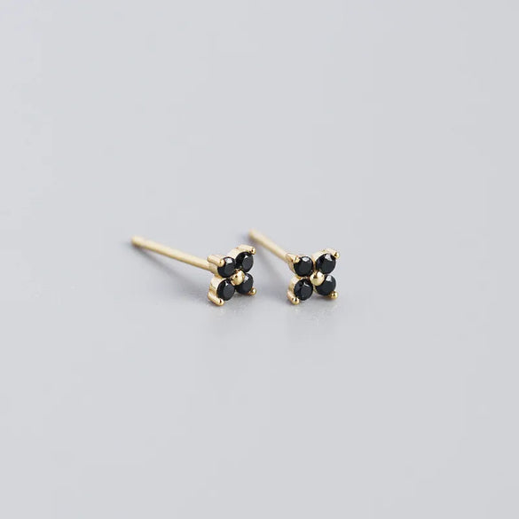 Fashion Flower Plating Gem Earrings Ear Studs