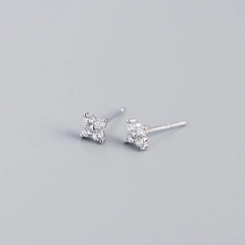 Fashion Flower Plating Gem Earrings Ear Studs